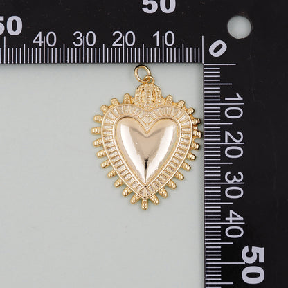 Gold sacred Heart Charms,18K Gold Filled flame sacred heart Pendant,Religious Charm Bracelet Necklace for DIY Jewelry Making Supply