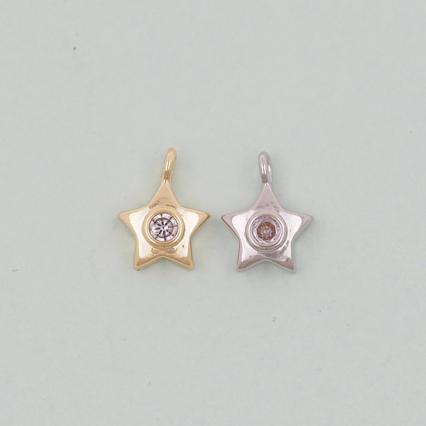 Gold Star Charms,18K Gold Filled CZ Micro Pave Star Pendant,Star Charm Bracelet Necklace for DIY Jewelry Making Supply