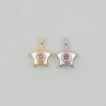 Gold Star Charms,18K Gold Filled CZ Micro Pave Star Pendant,Star Charm Bracelet Necklace for DIY Jewelry Making Supply