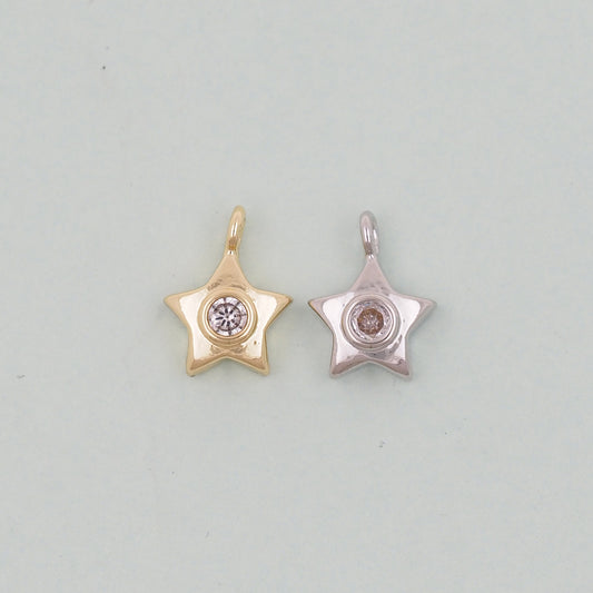 Gold Star Charms,18K Gold Filled CZ Micro Pave Star Pendant,Star Charm Bracelet Necklace for DIY Jewelry Making Supply