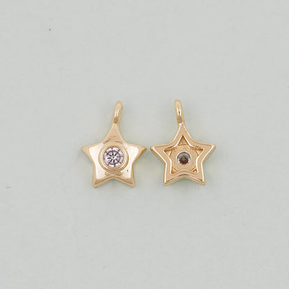 Gold Star Charms,18K Gold Filled CZ Micro Pave Star Pendant,Star Charm Bracelet Necklace for DIY Jewelry Making Supply