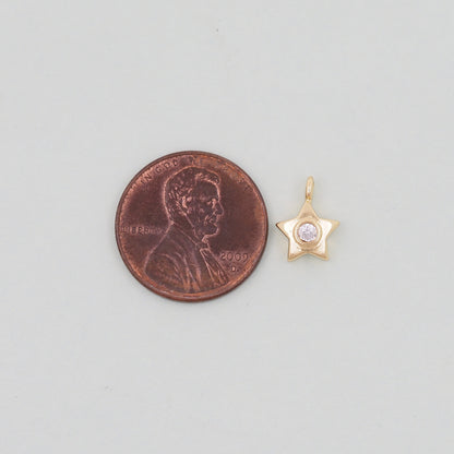 Gold Star Charms,18K Gold Filled CZ Micro Pave Star Pendant,Star Charm Bracelet Necklace for DIY Jewelry Making Supply