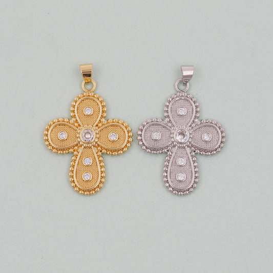 Gold Cross Charms,18K Gold Filled Cross Pendant,Cross Charm Bracelet Necklace for DIY Jewelry Making Supply