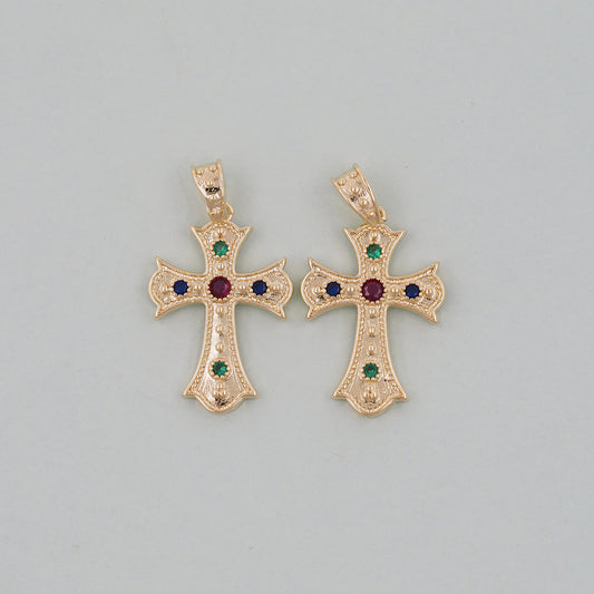 Gold Cross Charms,18K Gold Filled Cross Pendant,Cross Charm Bracelet Necklace for DIY Jewelry Making Supply