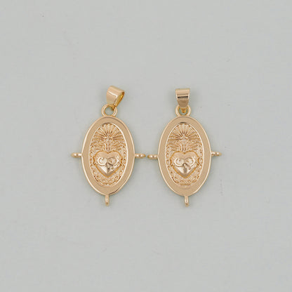 Gold sacred Heart Charms,18K Gold Filled flame sacred heart Pendant,Religious Charm Bracelet Necklace for DIY Jewelry Making Supply