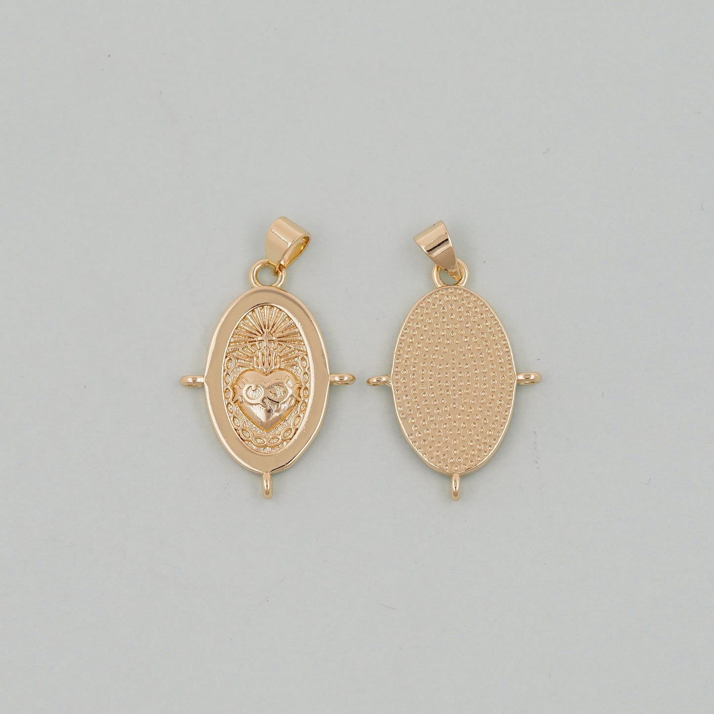 Gold sacred Heart Charms,18K Gold Filled flame sacred heart Pendant,Religious Charm Bracelet Necklace for DIY Jewelry Making Supply