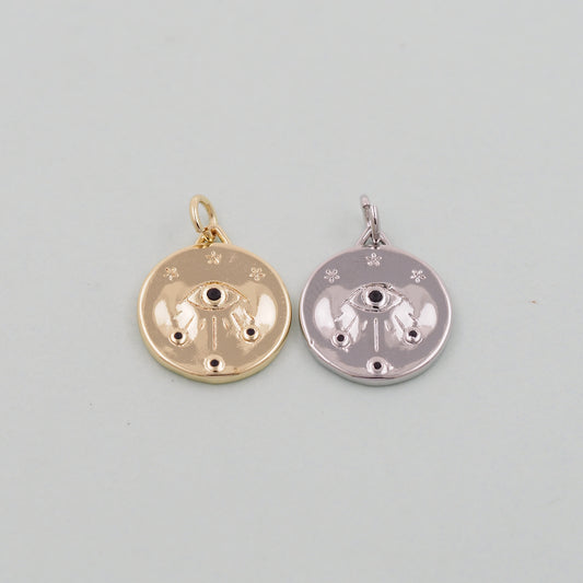 18K Gold Filled Evil Eye Pendant,Evil Eye Charm Bracelet Necklace for DIY Jewelry Making Supply