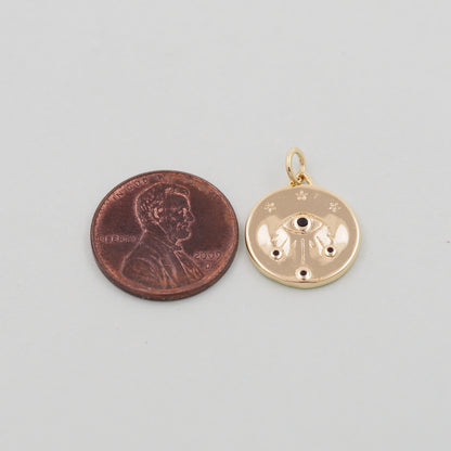 18K Gold Filled Evil Eye Pendant,Evil Eye Charm Bracelet Necklace for DIY Jewelry Making Supply