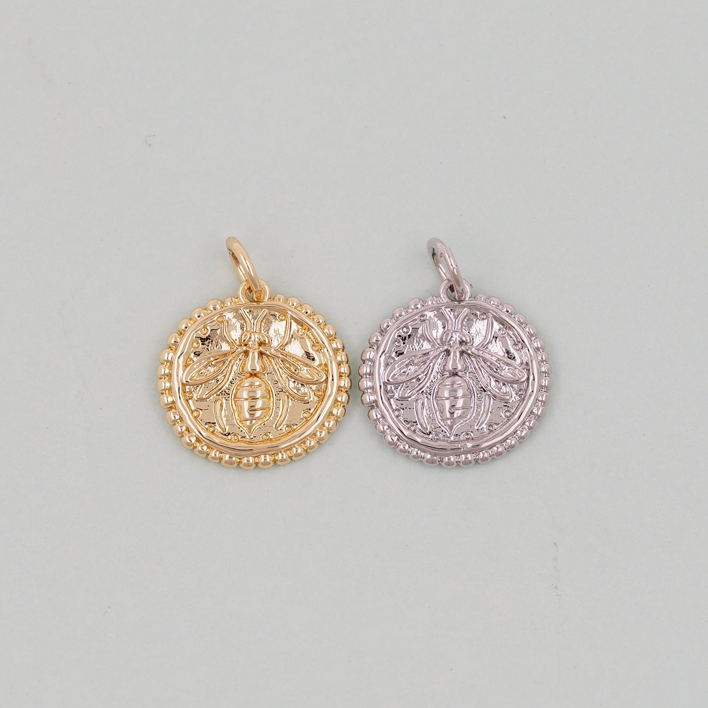 Gold Bee Charms,18K Gold Filled Coin Bee Pendant,Bee Charm Bracelet Necklace for DIY Jewelry Making Supply