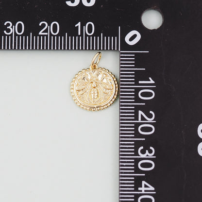 Gold Bee Charms,18K Gold Filled Coin Bee Pendant,Bee Charm Bracelet Necklace for DIY Jewelry Making Supply