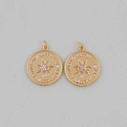 Gold Sun Charms,18K Gold Filled Sun Pendant,celestial  Charm Bracelet Necklace for DIY Jewelry Making Supply