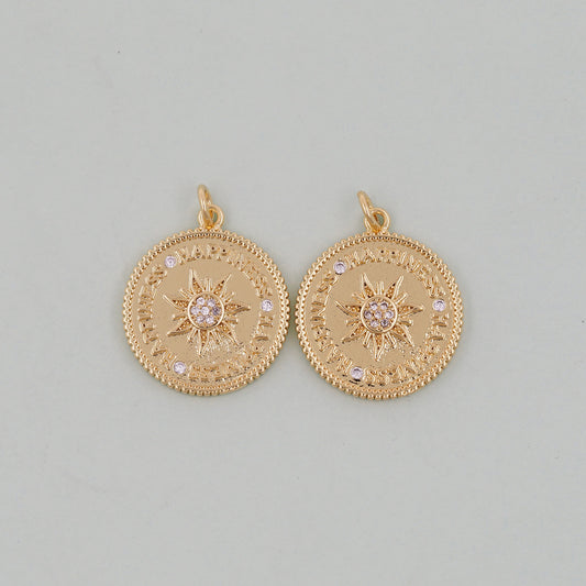 Gold Sun Charms,18K Gold Filled Sun Pendant,celestial  Charm Bracelet Necklace for DIY Jewelry Making Supply