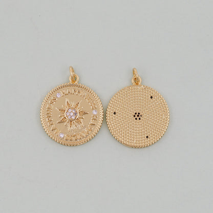 Gold Sun Charms,18K Gold Filled Sun Pendant,celestial  Charm Bracelet Necklace for DIY Jewelry Making Supply