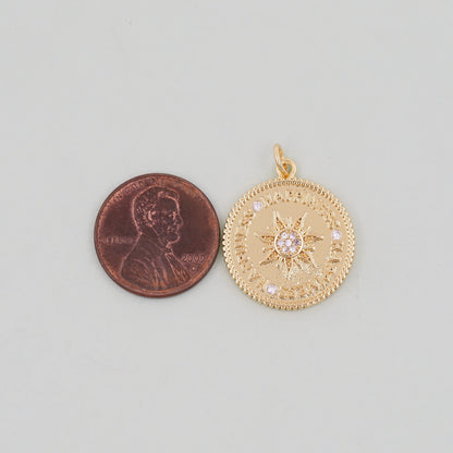 Gold Sun Charms,18K Gold Filled Sun Pendant,celestial  Charm Bracelet Necklace for DIY Jewelry Making Supply