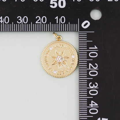 Gold Sun Charms,18K Gold Filled Sun Pendant,celestial  Charm Bracelet Necklace for DIY Jewelry Making Supply