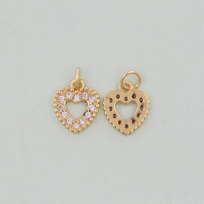 Gold Heart Charms,18K Gold Filled Heart Pendant,Heart Charm Bracelet Necklace for DIY Jewelry Making Supply