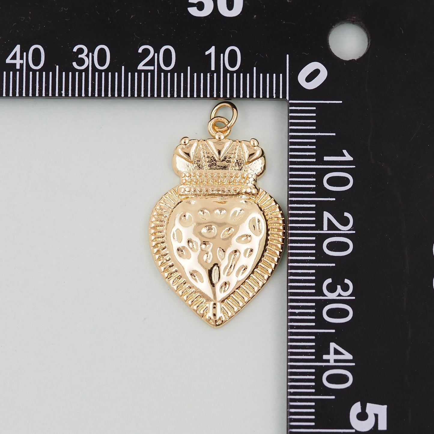 Gold sacred Heart Charms,18K Gold Filled flame sacred heart Pendant,Religious Charm Bracelet Necklace for DIY Jewelry Making Supply