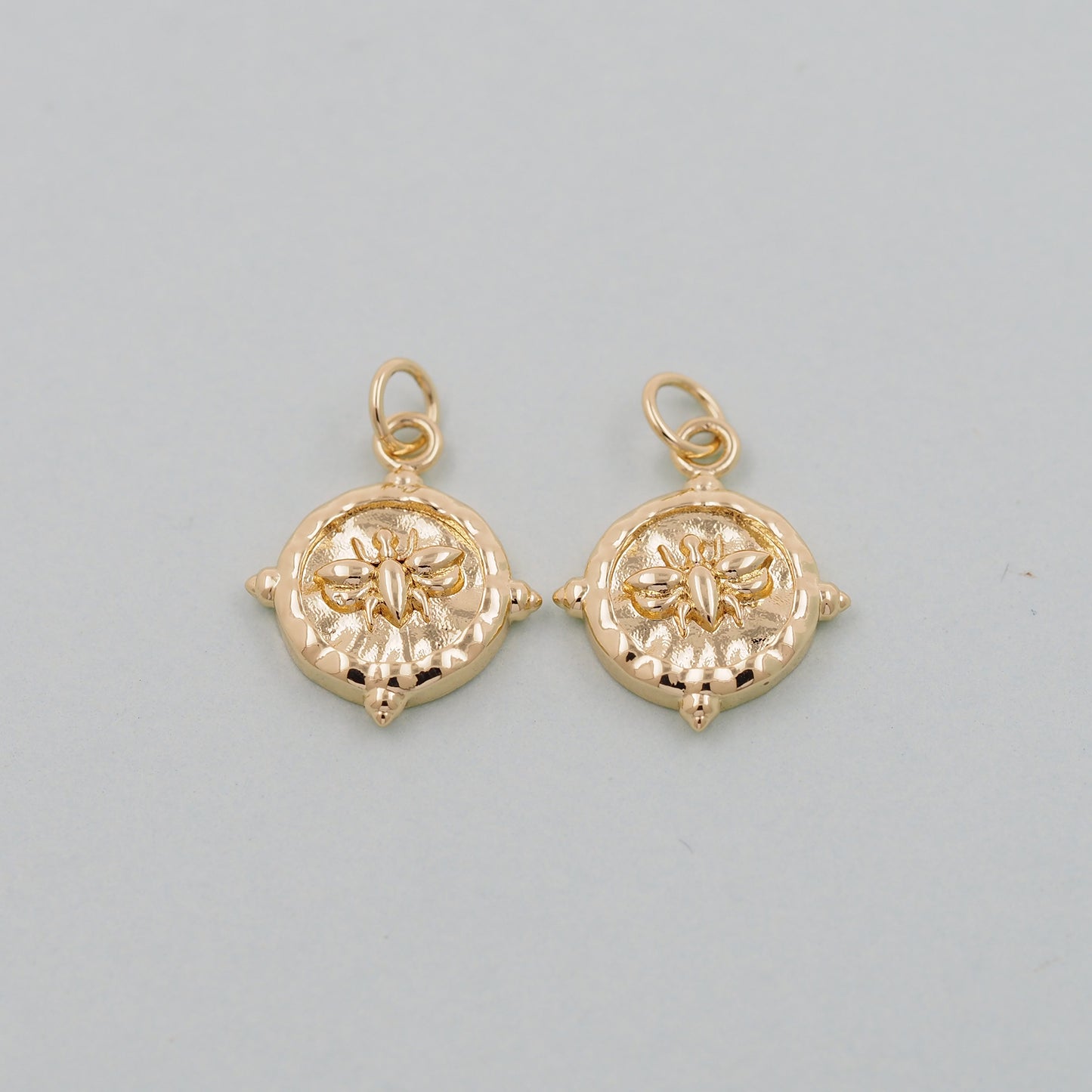 Gold Bee Charms,18K Gold Filled Coin Bee Pendant,Bee Charm Bracelet Necklace for DIY Jewelry Making Supply