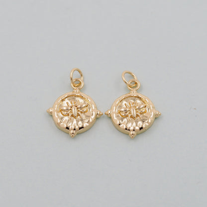 Gold Bee Charms,18K Gold Filled Coin Bee Pendant,Bee Charm Bracelet Necklace for DIY Jewelry Making Supply