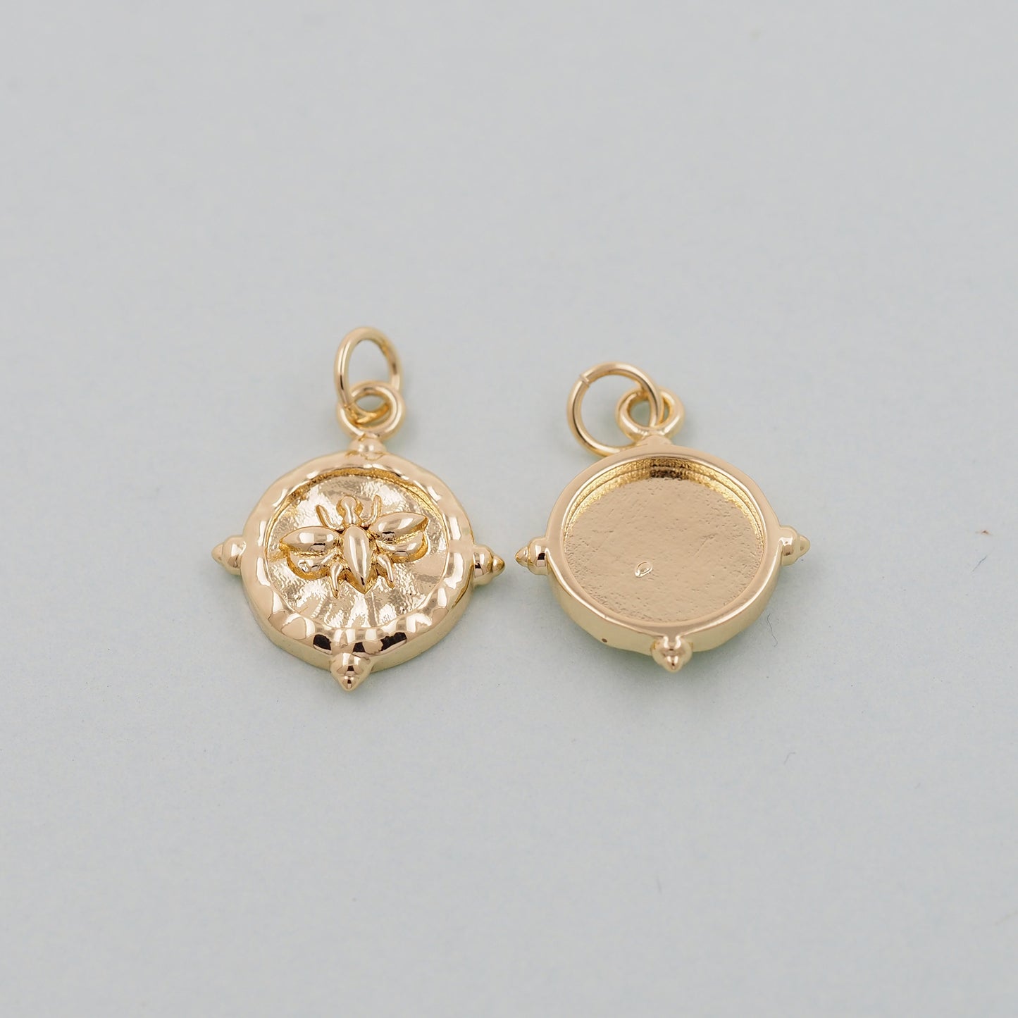 Gold Bee Charms,18K Gold Filled Coin Bee Pendant,Bee Charm Bracelet Necklace for DIY Jewelry Making Supply