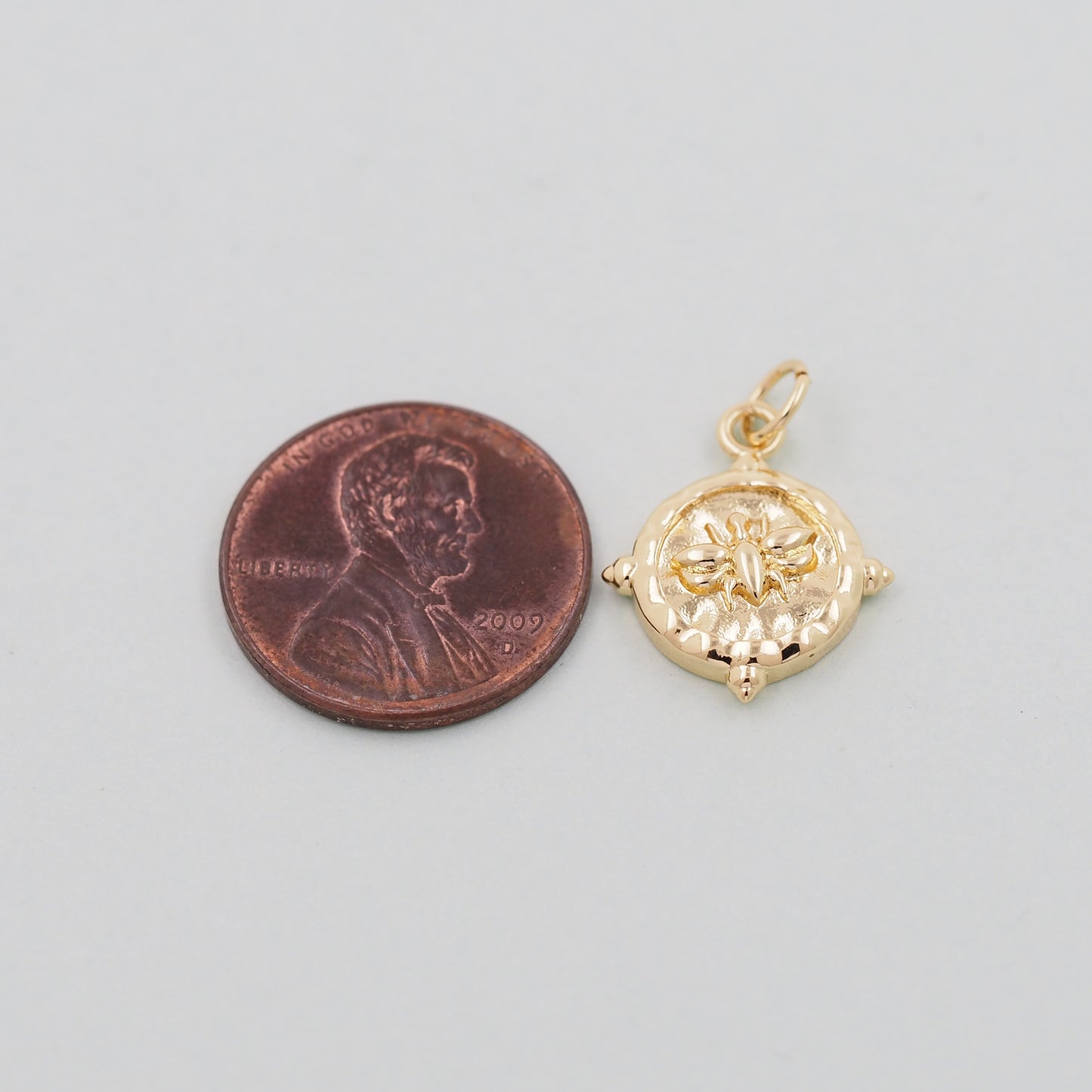 Gold Bee Charms,18K Gold Filled Coin Bee Pendant,Bee Charm Bracelet Necklace for DIY Jewelry Making Supply