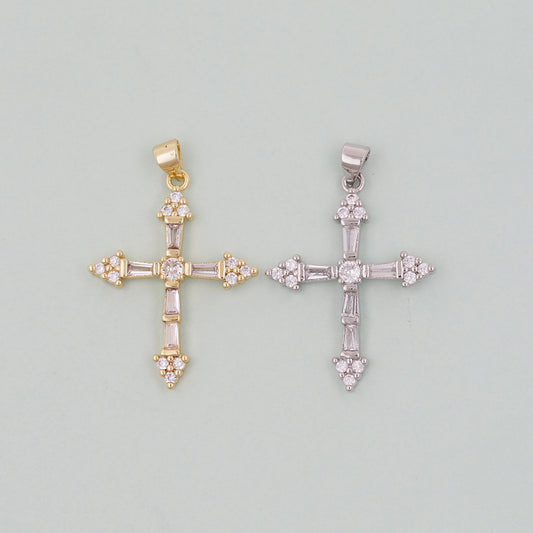 Gold Cross Charms,18K Gold Filled Cross Pendant,Cross Charm Bracelet Necklace for DIY Jewelry Making Supply
