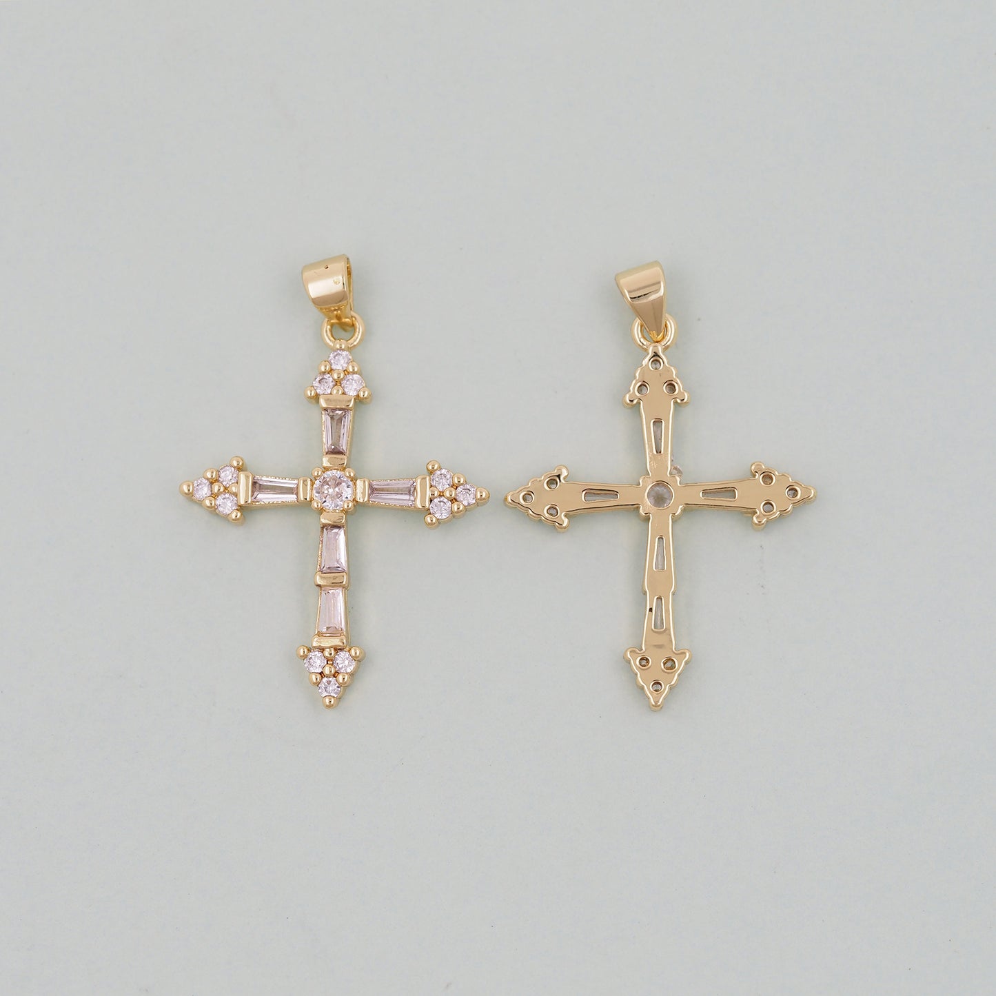 Gold Cross Charms,18K Gold Filled Cross Pendant,Cross Charm Bracelet Necklace for DIY Jewelry Making Supply
