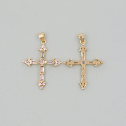 Gold Cross Charms,18K Gold Filled Cross Pendant,Cross Charm Bracelet Necklace for DIY Jewelry Making Supply