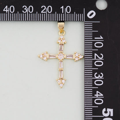 Gold Cross Charms,18K Gold Filled Cross Pendant,Cross Charm Bracelet Necklace for DIY Jewelry Making Supply