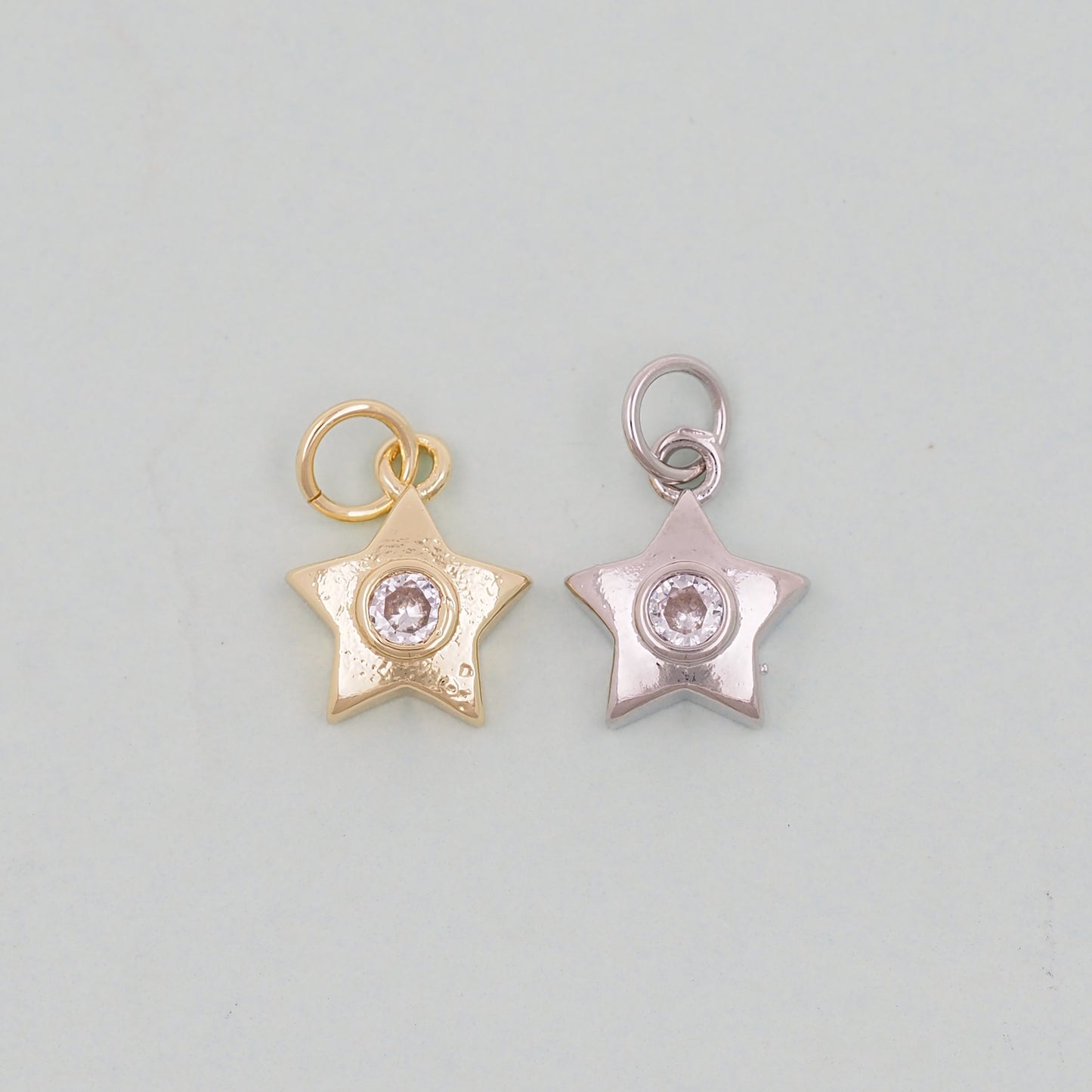 Gold Star Charms,18K Gold Filled CZ Micro Pave Star Pendant,Star Charm Bracelet Necklace for DIY Jewelry Making Supply