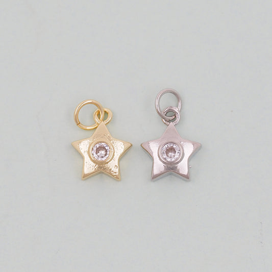 Gold Star Charms,18K Gold Filled CZ Micro Pave Star Pendant,Star Charm Bracelet Necklace for DIY Jewelry Making Supply