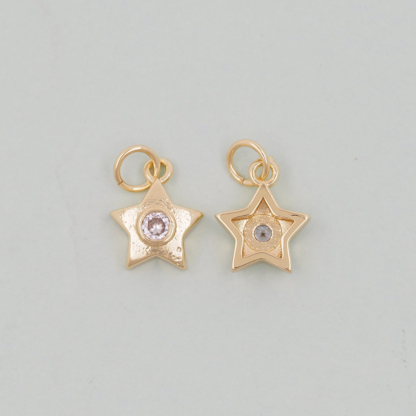 Gold Star Charms,18K Gold Filled CZ Micro Pave Star Pendant,Star Charm Bracelet Necklace for DIY Jewelry Making Supply