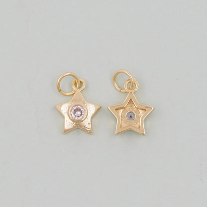 Gold Star Charms,18K Gold Filled CZ Micro Pave Star Pendant,Star Charm Bracelet Necklace for DIY Jewelry Making Supply