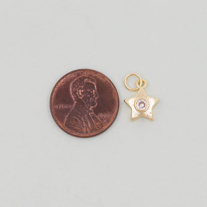 Gold Star Charms,18K Gold Filled CZ Micro Pave Star Pendant,Star Charm Bracelet Necklace for DIY Jewelry Making Supply