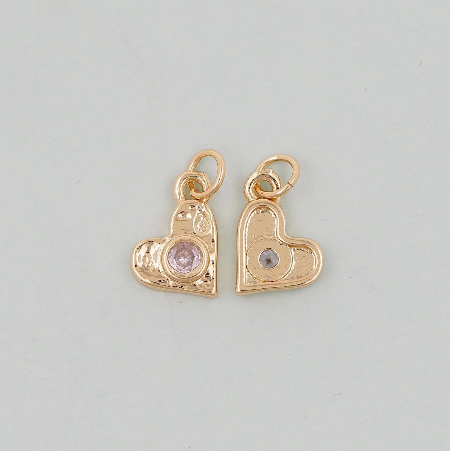 Gold Heart Charms,18K Gold Filled Heart Pendant,Heart Charm Bracelet Necklace for DIY Jewelry Making Supply