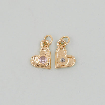 Gold Heart Charms,18K Gold Filled Heart Pendant,Heart Charm Bracelet Necklace for DIY Jewelry Making Supply