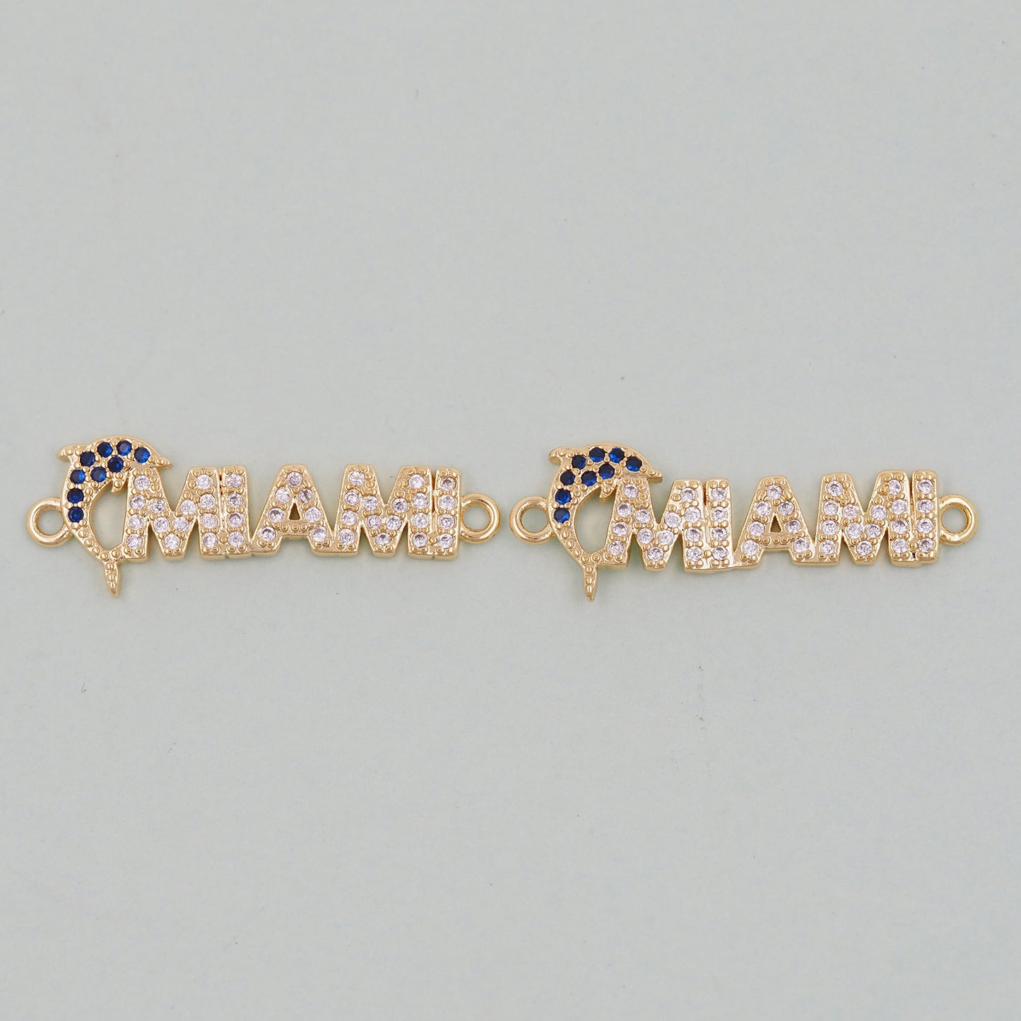 Gold Miami Charms,18K Gold Filled Miami Pendant Bracelet Necklace for DIY Jewelry Making Supply
