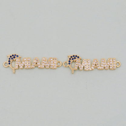 Gold Miami Charms,18K Gold Filled Miami Pendant Bracelet Necklace for DIY Jewelry Making Supply