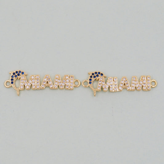 Gold Miami Charms,18K Gold Filled Miami Pendant Bracelet Necklace for DIY Jewelry Making Supply