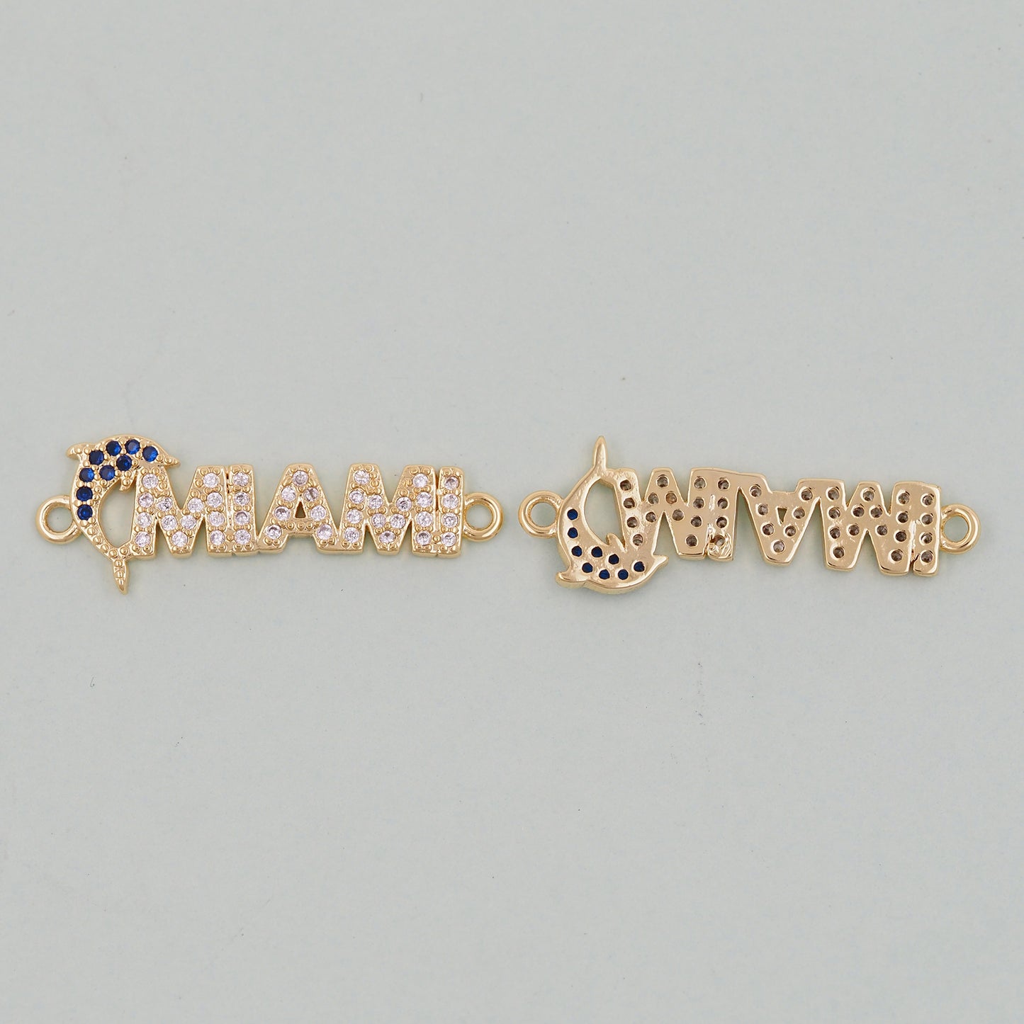 Gold Miami Charms,18K Gold Filled Miami Pendant Bracelet Necklace for DIY Jewelry Making Supply
