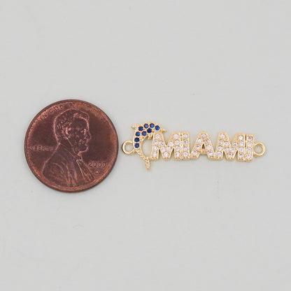 Gold Miami Charms,18K Gold Filled Miami Pendant Bracelet Necklace for DIY Jewelry Making Supply