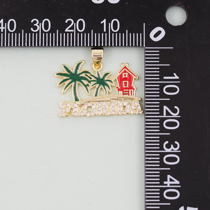 Gold Miami Charms,18K Gold Filled flame Miami Pendant Bracelet Necklace for DIY Jewelry Making Supply