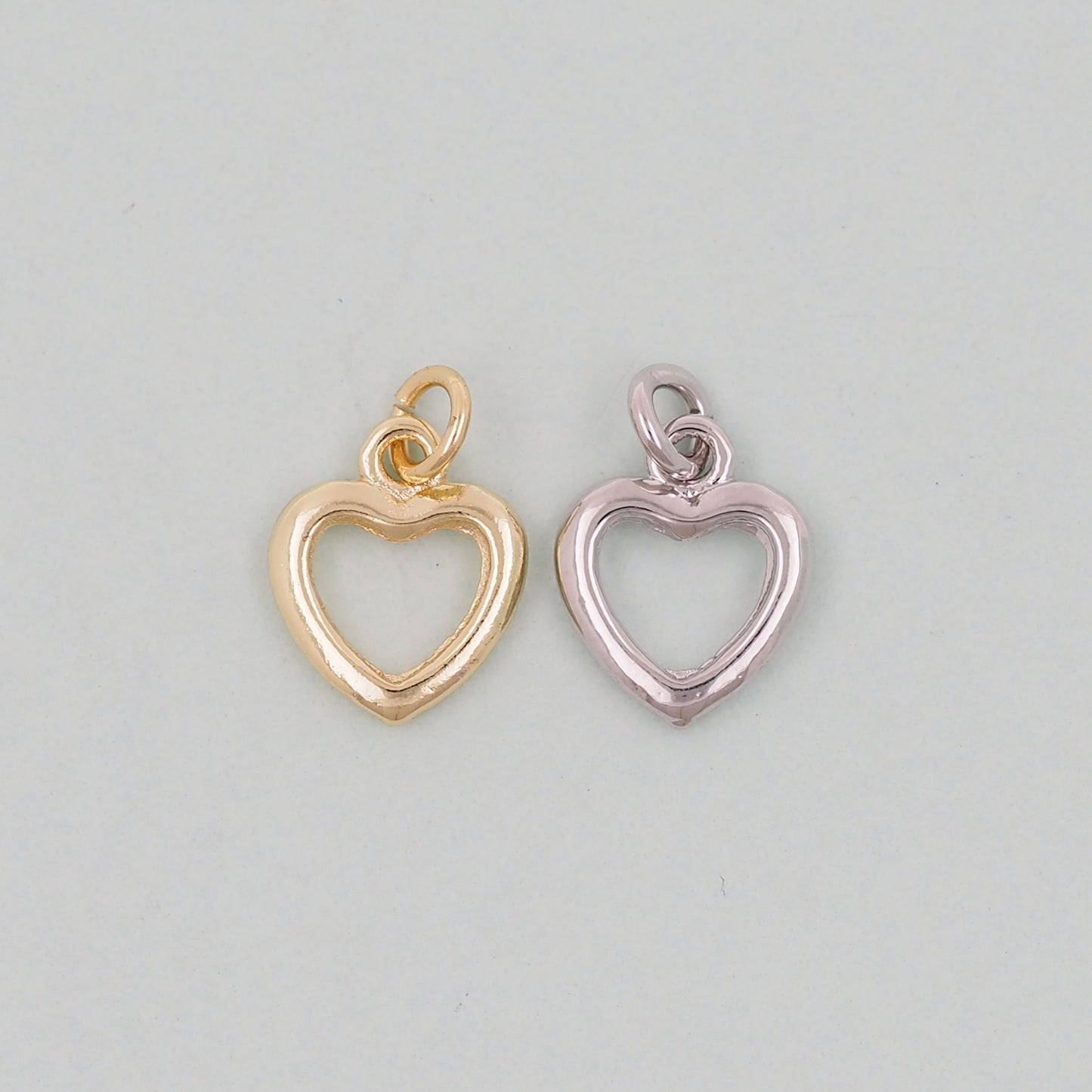 Gold Heart Charms,18K Gold Filled Heart Pendant,Heart Charm Bracelet Necklace for DIY Jewelry Making Supply