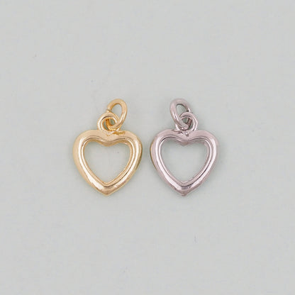 Gold Heart Charms,18K Gold Filled Heart Pendant,Heart Charm Bracelet Necklace for DIY Jewelry Making Supply