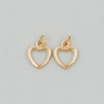 Gold Heart Charms,18K Gold Filled Heart Pendant,Heart Charm Bracelet Necklace for DIY Jewelry Making Supply