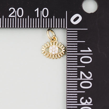 18K Gold Filled Evil Eye Pendant,Evil Eye Charm Bracelet Necklace for DIY Jewelry Making Supply