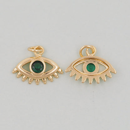 18K Gold Filled Evil Eye Pendant,Evil Eye Charm Bracelet Necklace for DIY Jewelry Making Supply