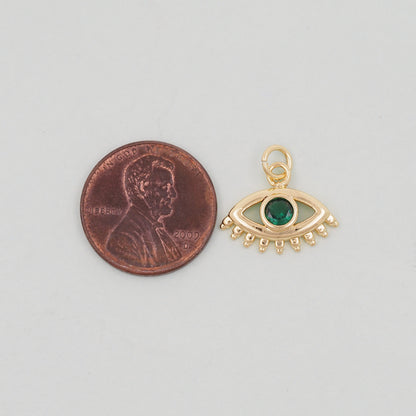 18K Gold Filled Evil Eye Pendant,Evil Eye Charm Bracelet Necklace for DIY Jewelry Making Supply