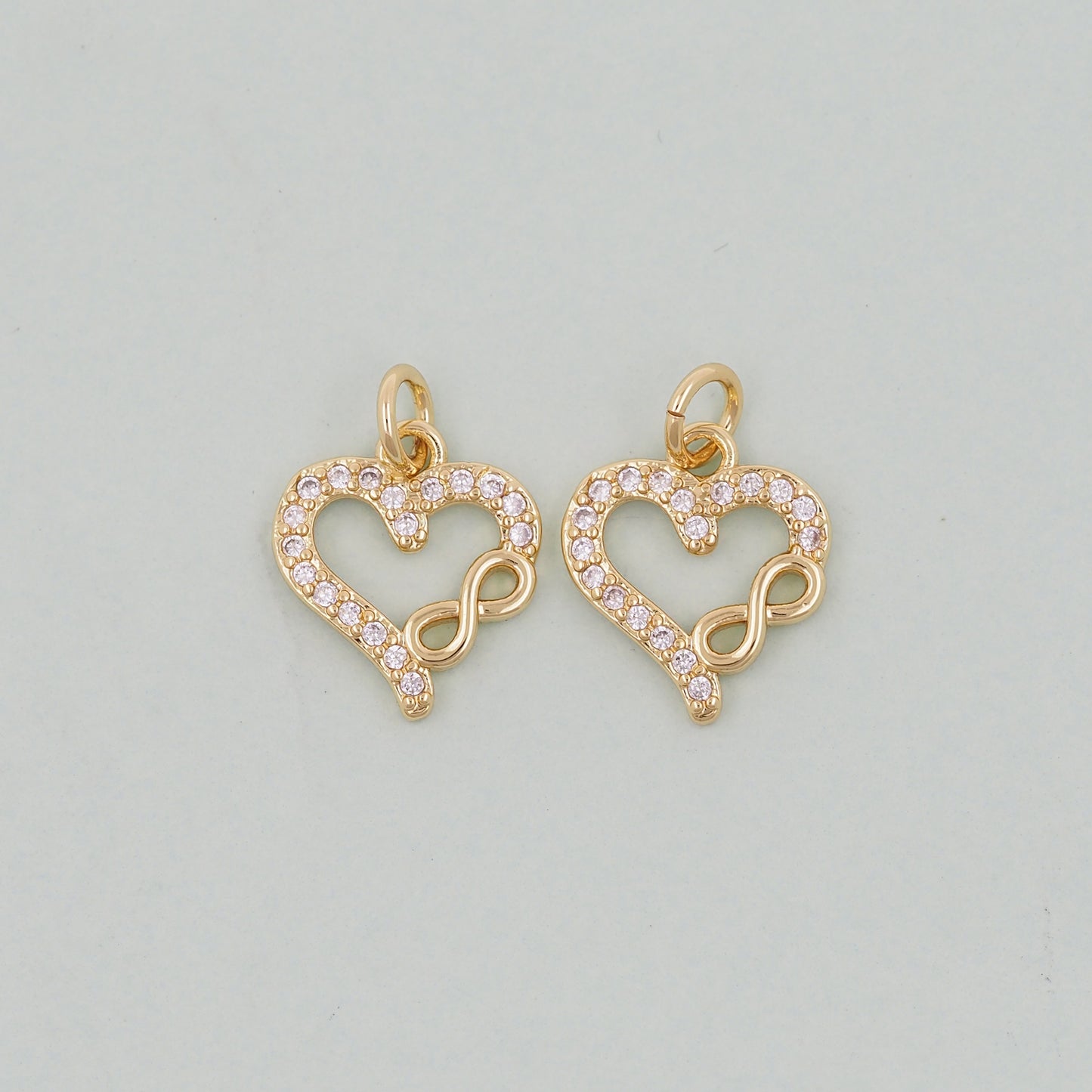 Gold Heart Charms,18K Gold Filled Heart Pendant,Heart Charm Bracelet Necklace for DIY Jewelry Making Supply