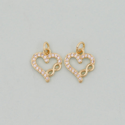 Gold Heart Charms,18K Gold Filled Heart Pendant,Heart Charm Bracelet Necklace for DIY Jewelry Making Supply